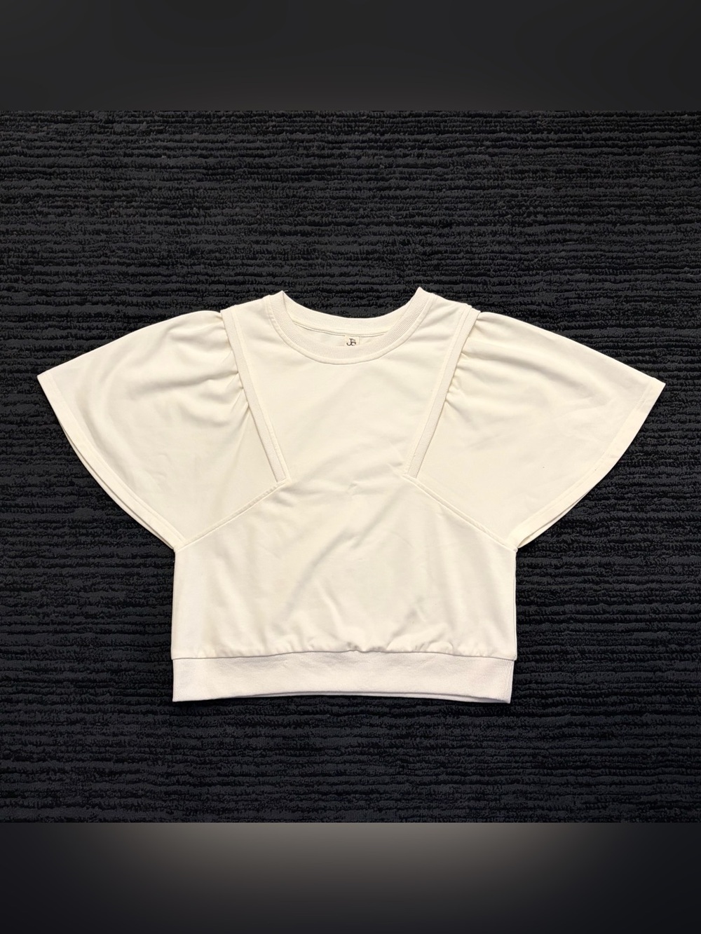 JS71 Cream Crewneck Panel Sweater Top